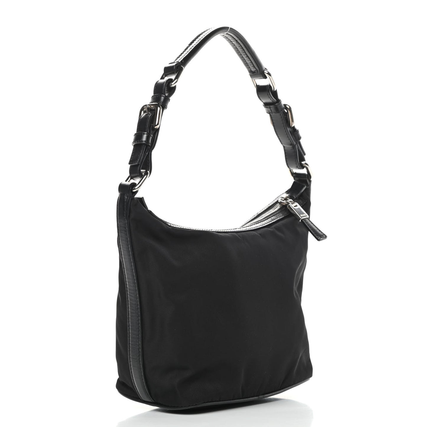 Tessuto Nylon Calfskin Hobo Black
