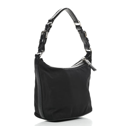 Prada Tessuto Nylon Calfskin Hobo Black 3 of 10
