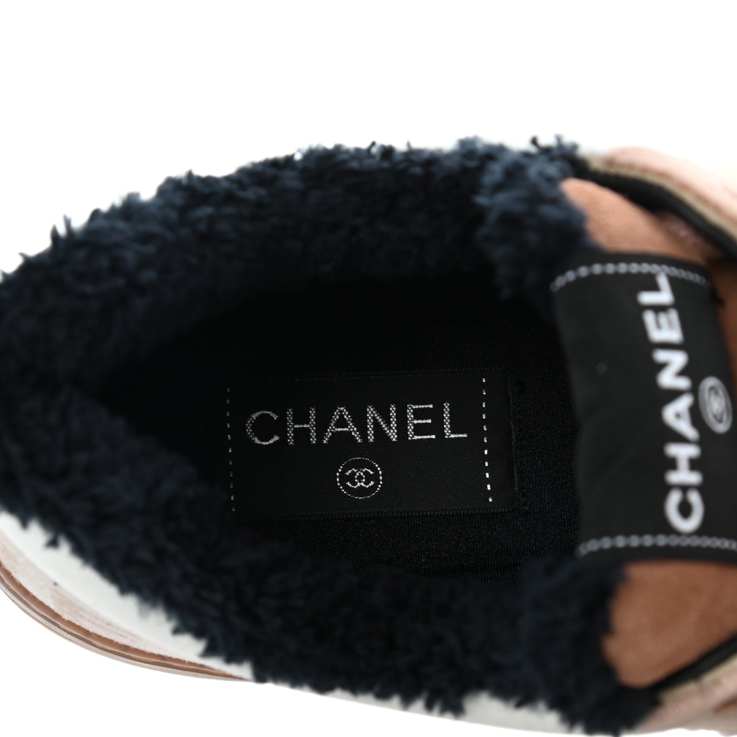 Fabric Suede Calfskin Logo Sneakers 41 Beige Black White