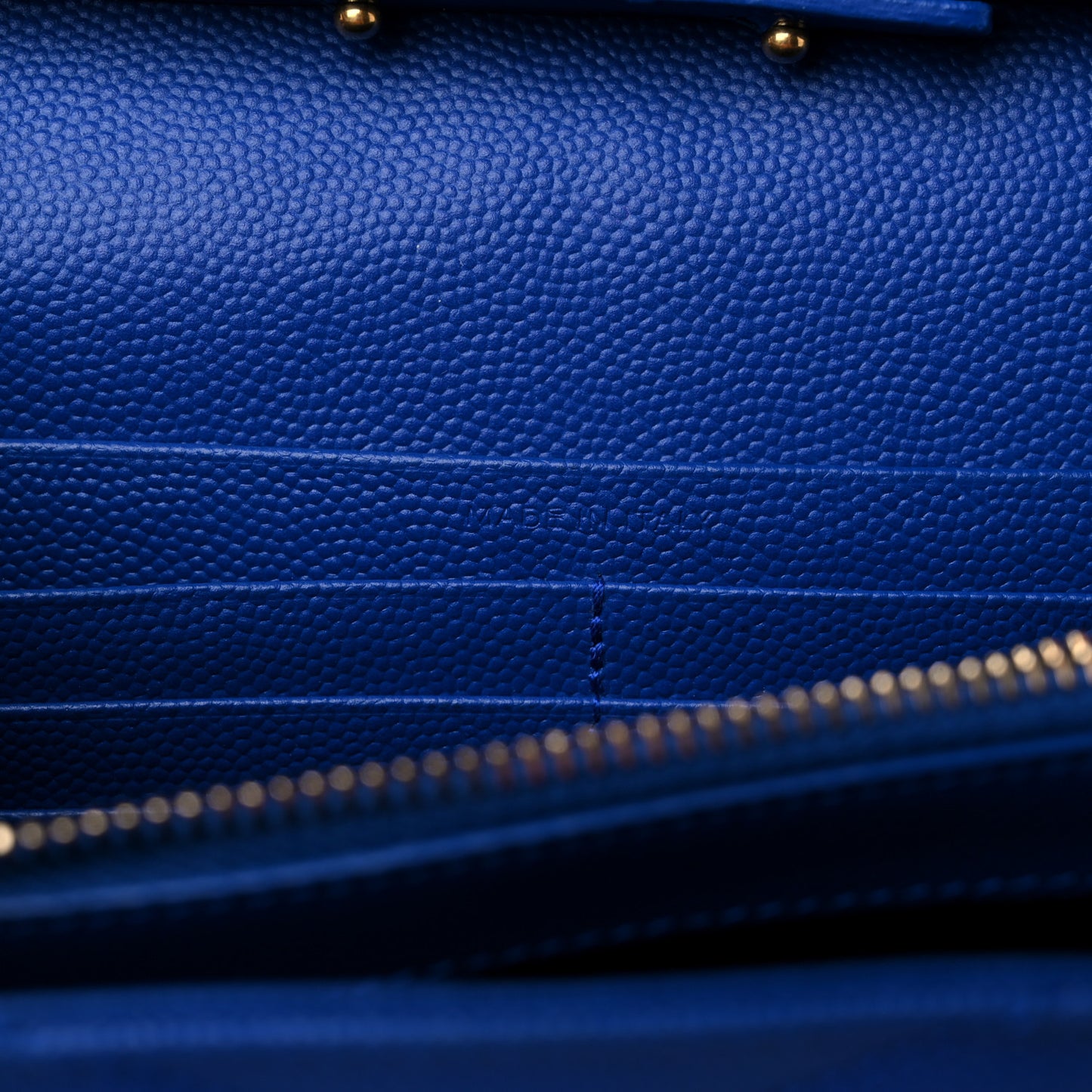 Grain De Poudre Matelasse Chevron Monogram Chain Wallet Blue Majorelle