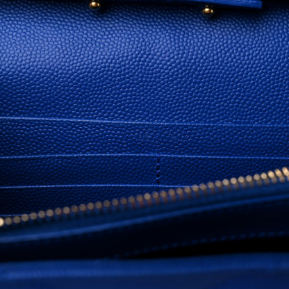 Saint Laurent Grain De Poudre Matelasse Chevron Monogram Chain Wallet Blue Majorelle 6 of 13