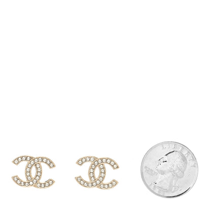 Chanel Crystal CC Earrings Gold 2 of 4