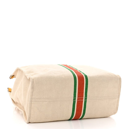 Gucci Vintage Canvas Calfskin Web Foldable Tote 4 of 10