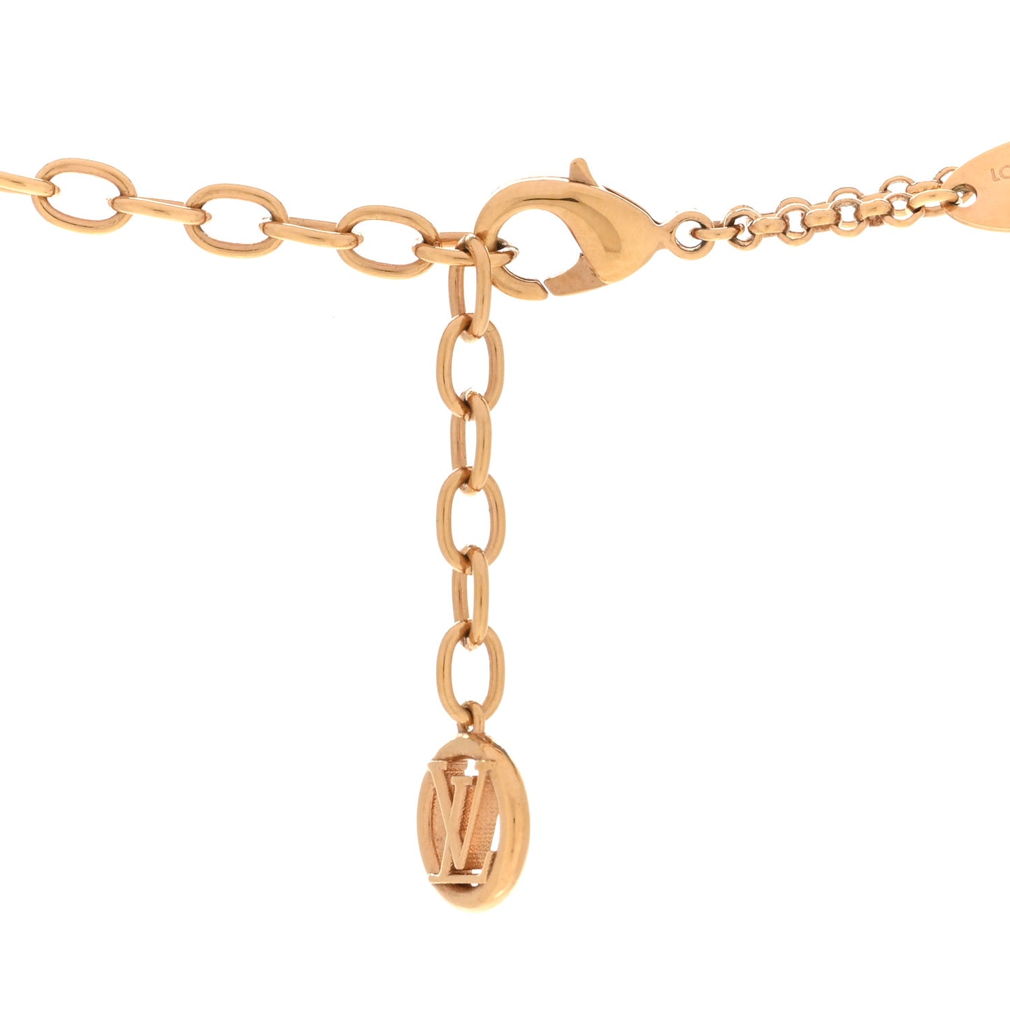 Metal Crystal Lady LV Necklace Gold