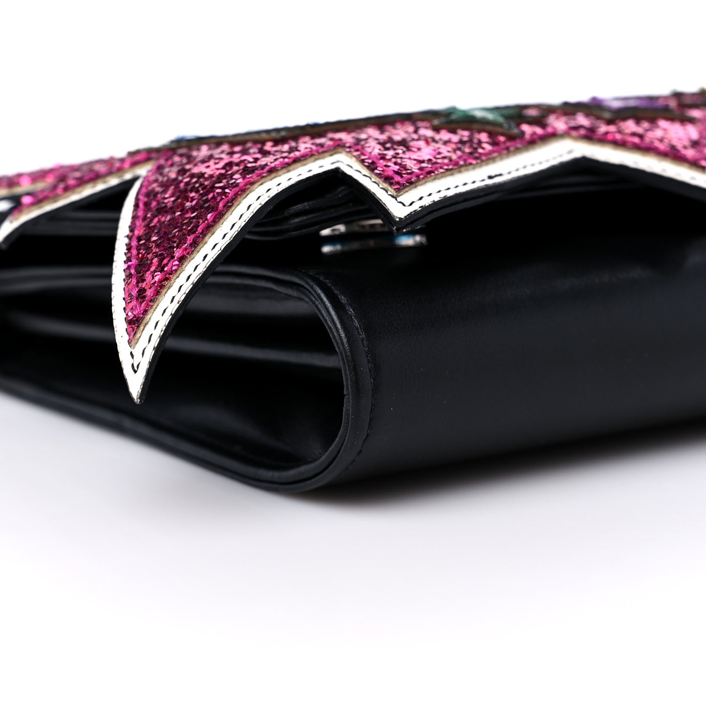 Laminato Dauphine Glitter Boom Clutch Black Multicolor