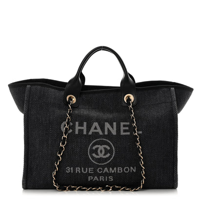 Chanel Woven Straw Raffia Large Deauville Tote Black 1 of 13