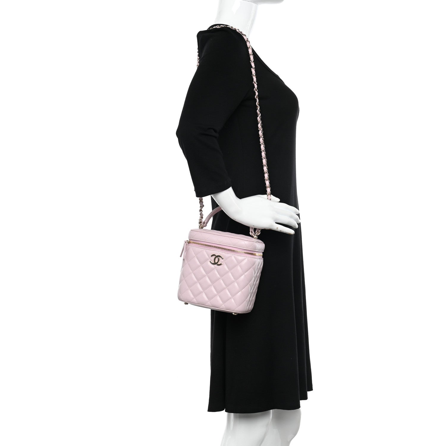 Chanel Caviar Quilted Small Top Handle Vanity Case With Chain Light Pink 2 of 11