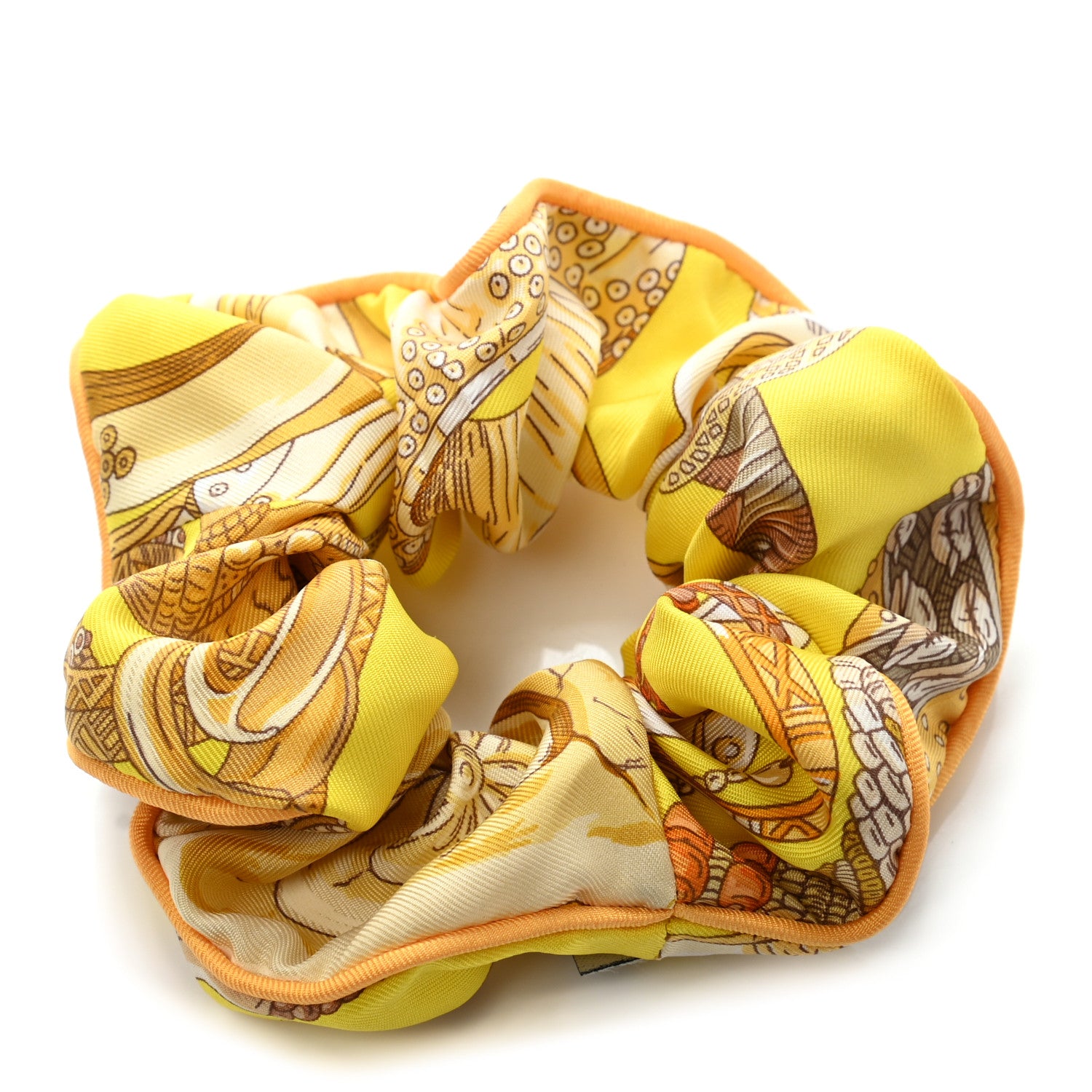 Hermes Silk Patchwork Claudia Scrunchie Multicolore Jaune 1 of 3