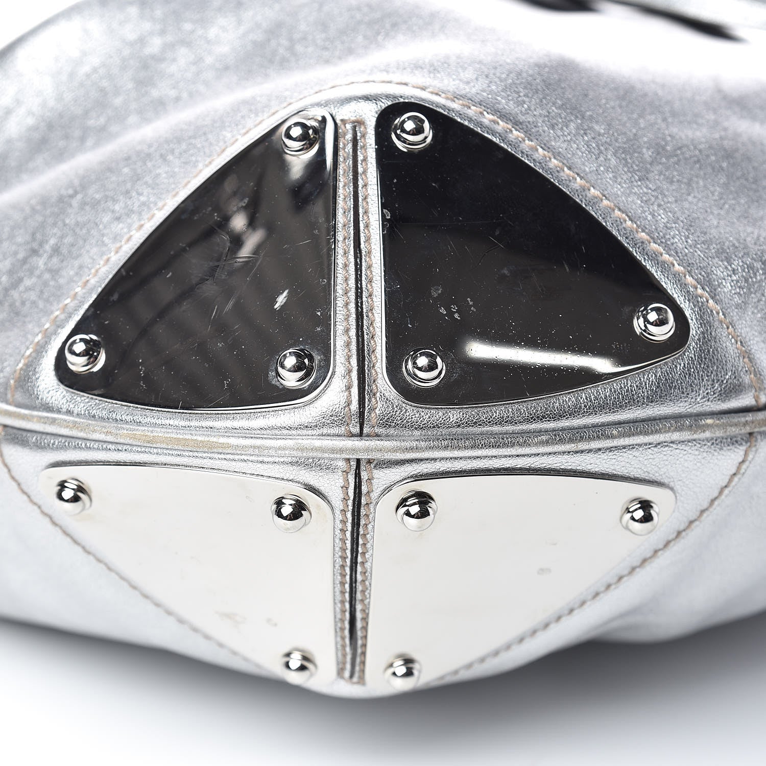 Gucci Metallic Calfskin Large Indy Top Handle Hobo Silver 9 of 14