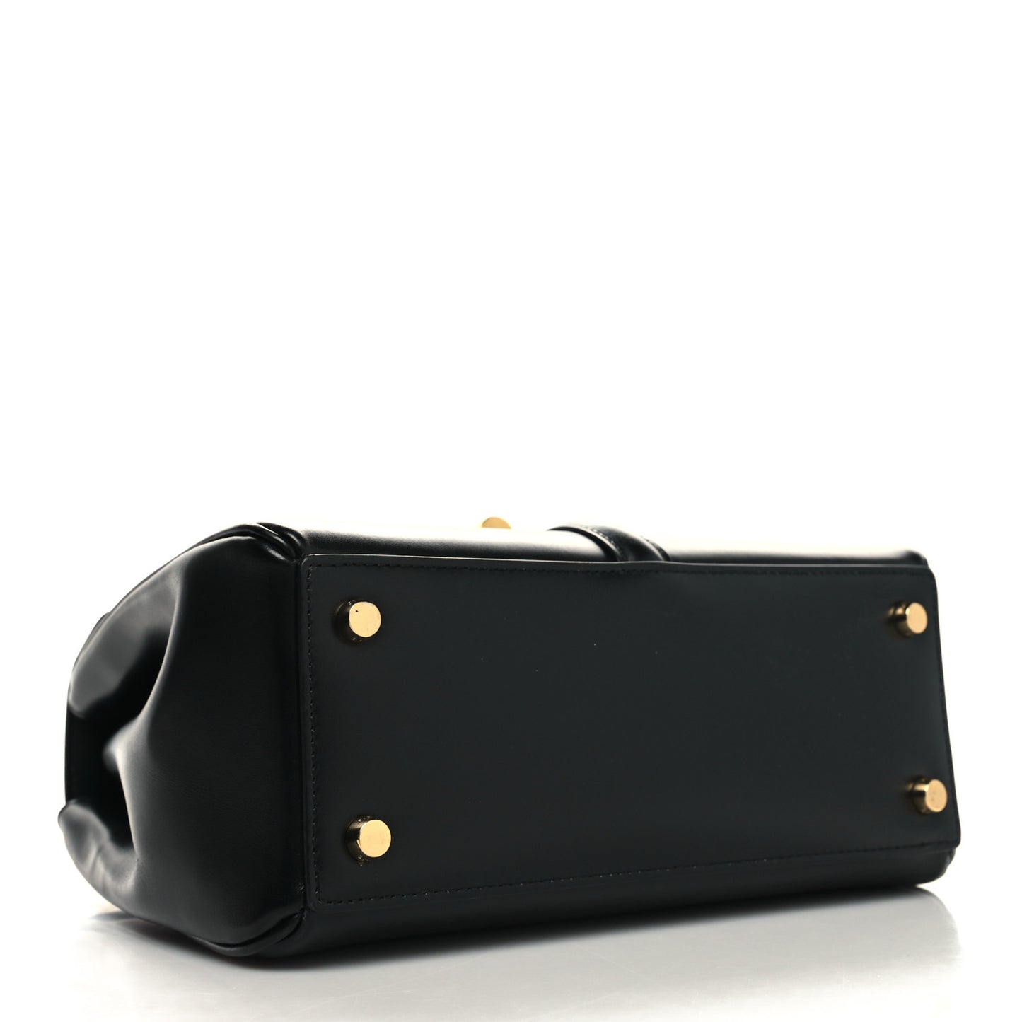 Satinated Calfskin Small 16 Top Handle Bag Black