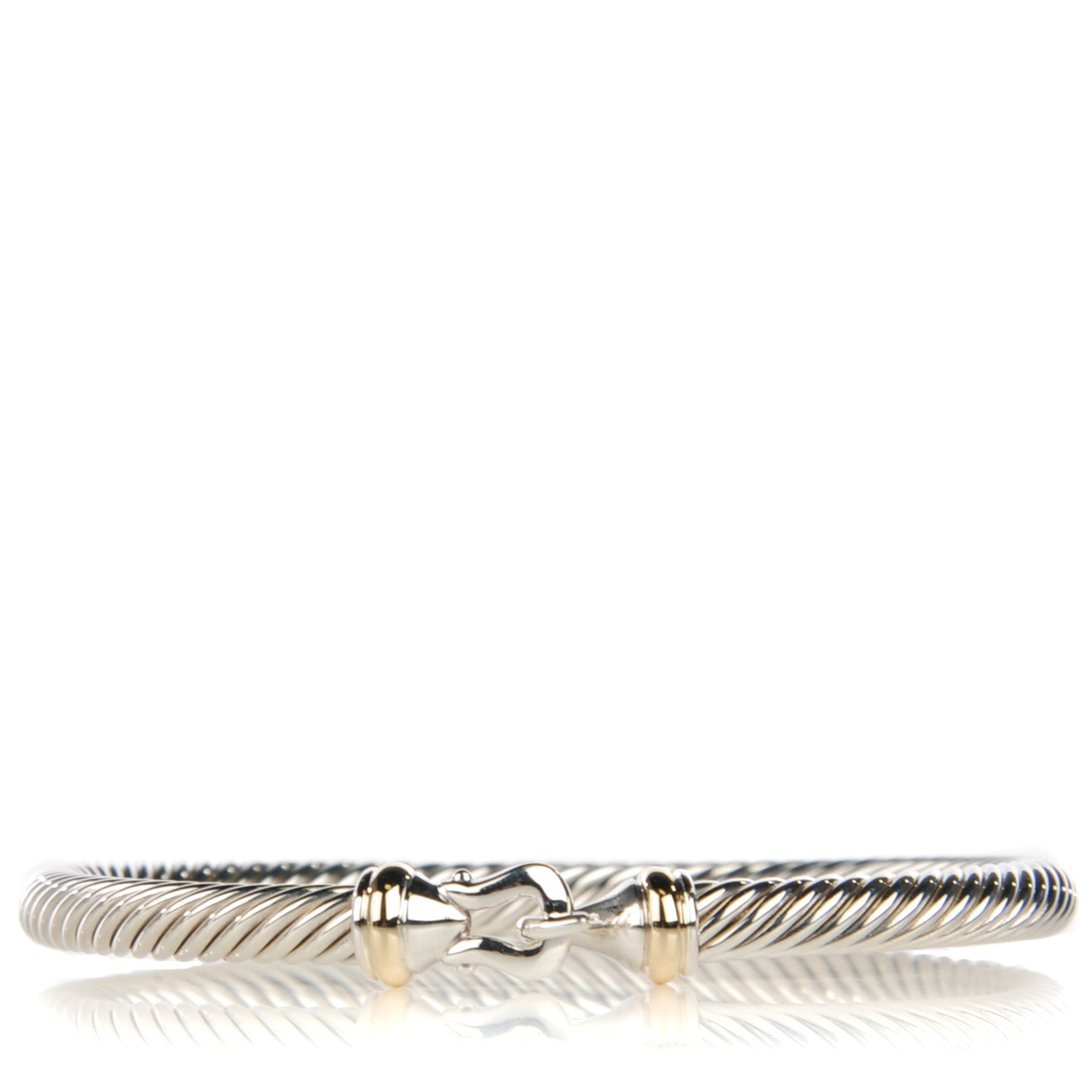 David Yurman Sterling Silver 18K Yellow Gold 5mm Cable Classic Buckle Bracelet 1 of 5