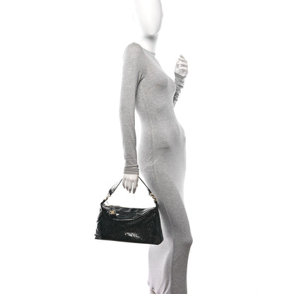 Chanel Patent Perforated Camelia Hobo Black 2 of 11