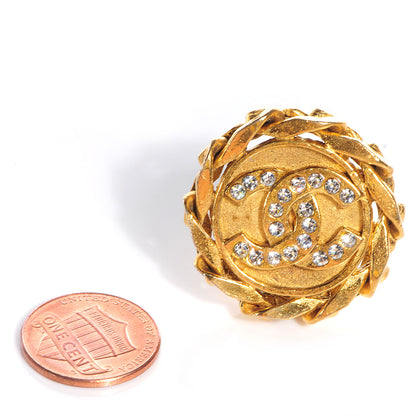 Chanel Crystal CC Clip On Earrings Gold 2 of 6