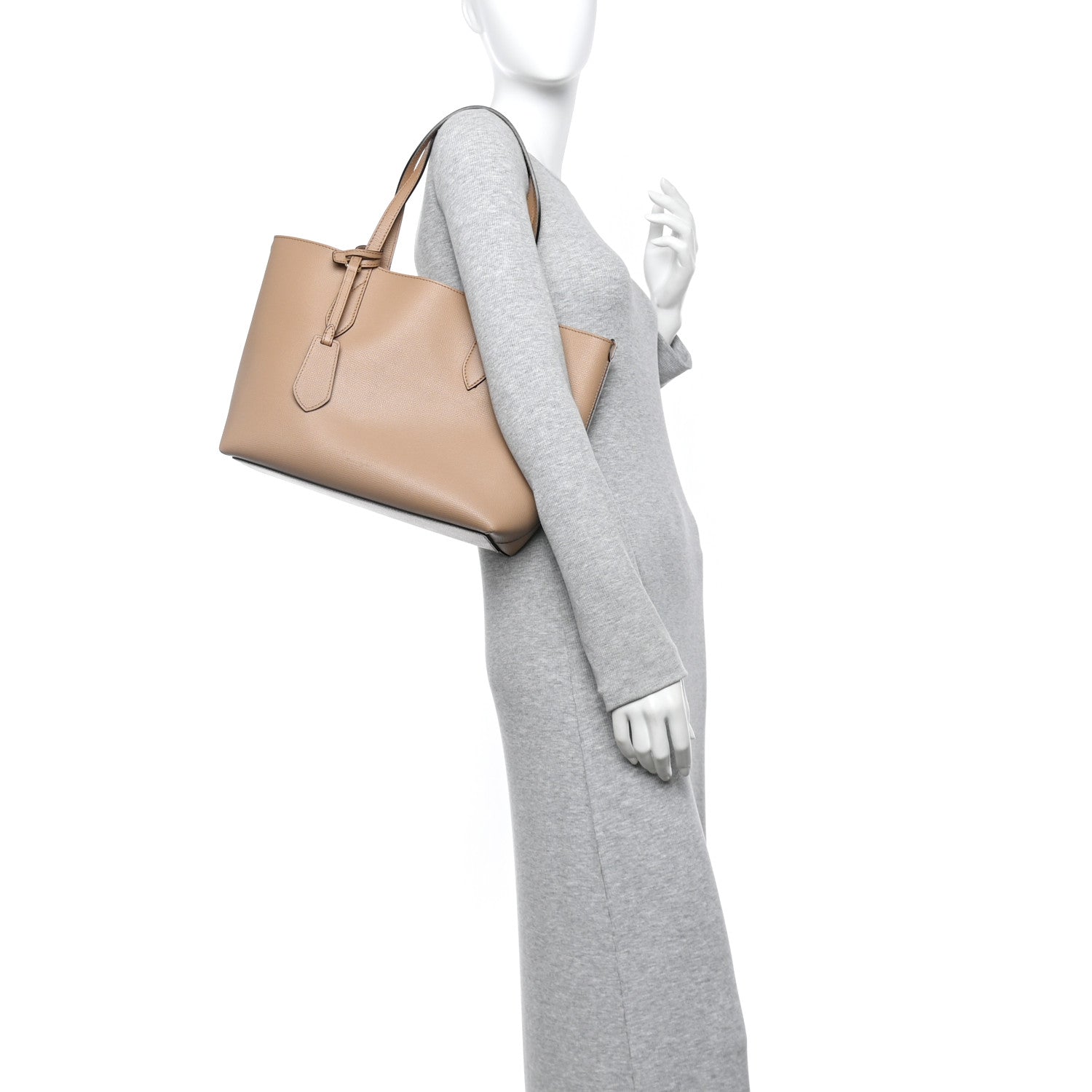 Burberry Grainy Calfskin Haymarket Check Small Reversible Tote Mid Camel 2 of 25