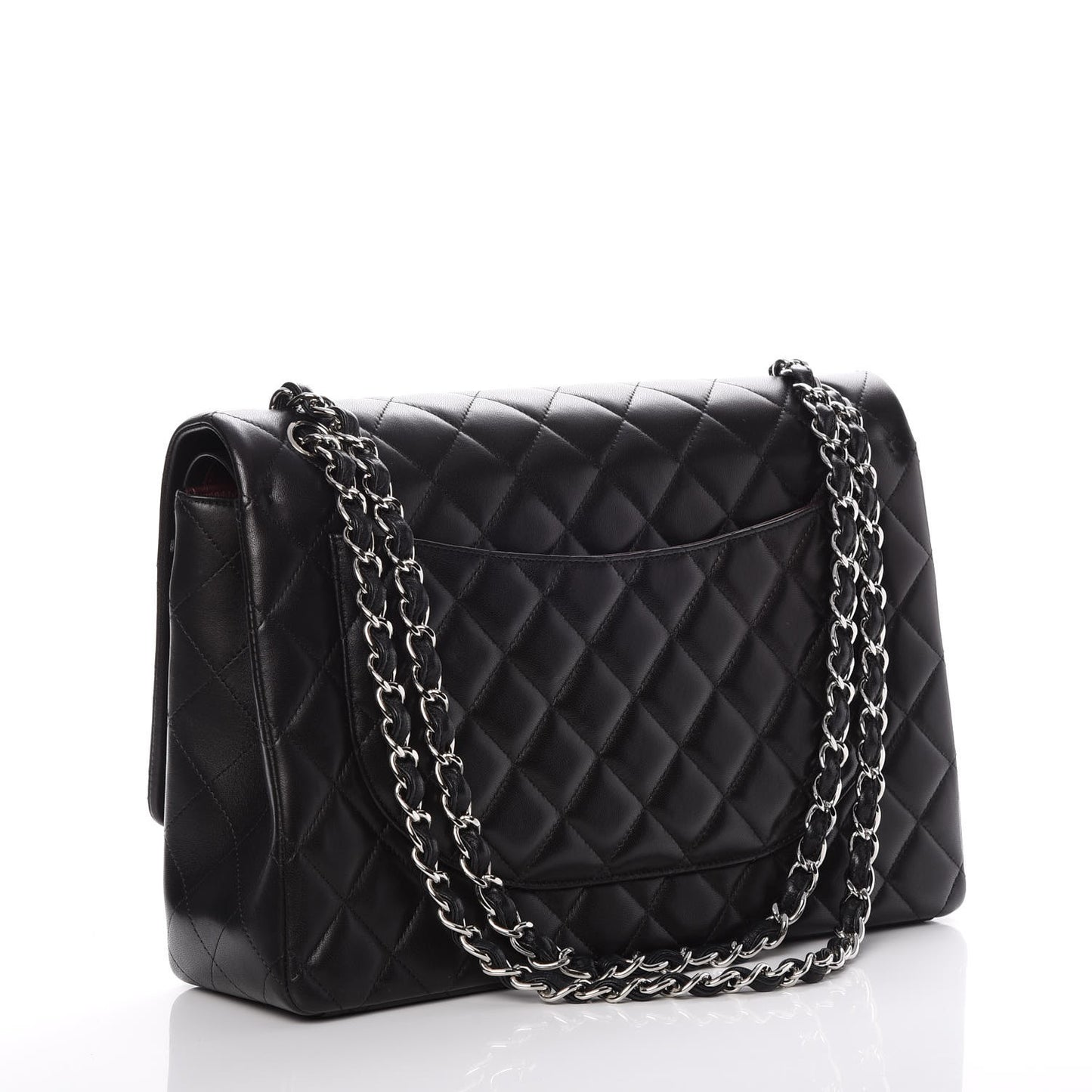 Lambskin Quilted Maxi Double Flap Black