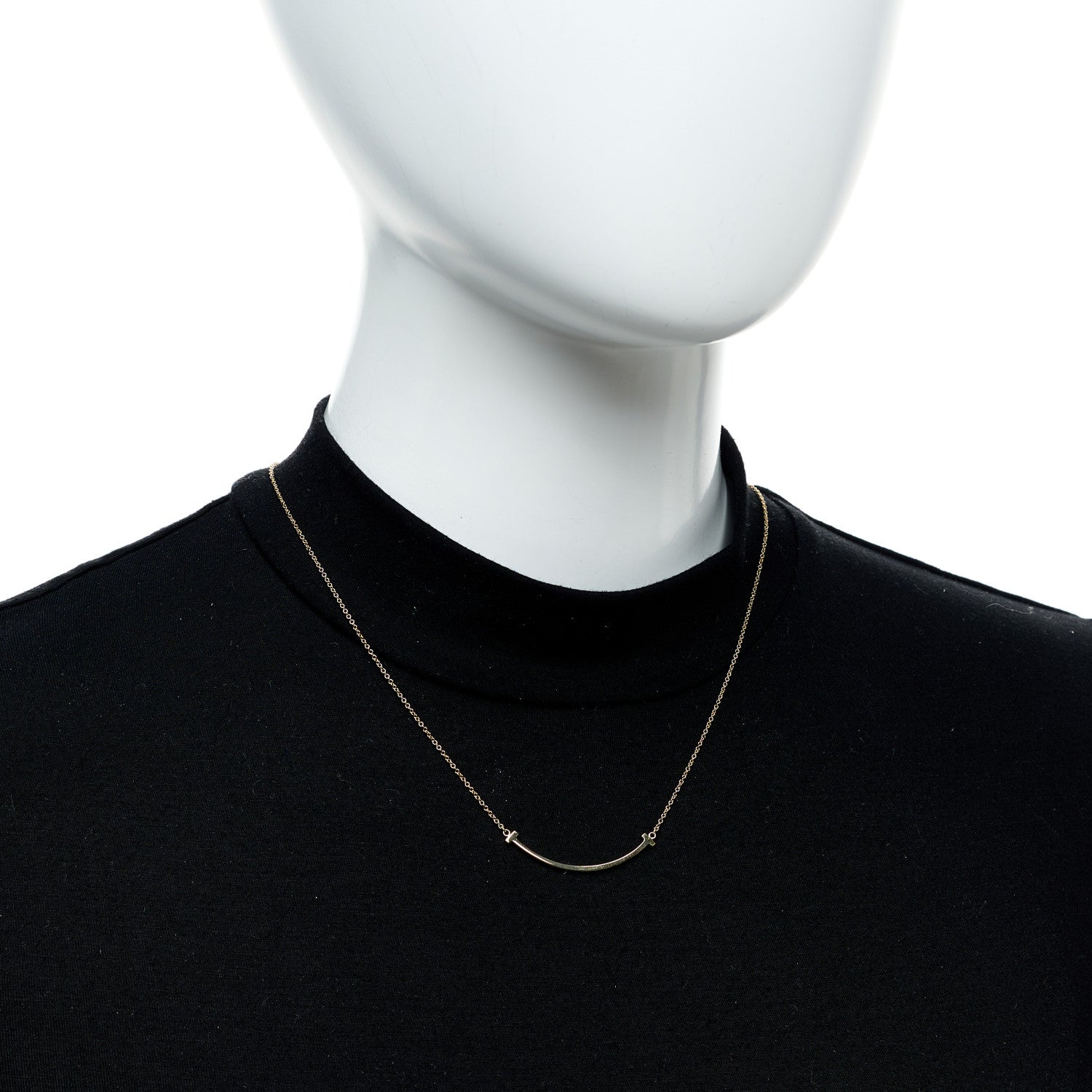 Tiffany 18K Yellow Gold Small T Smile Pendant Necklace 2 of 5