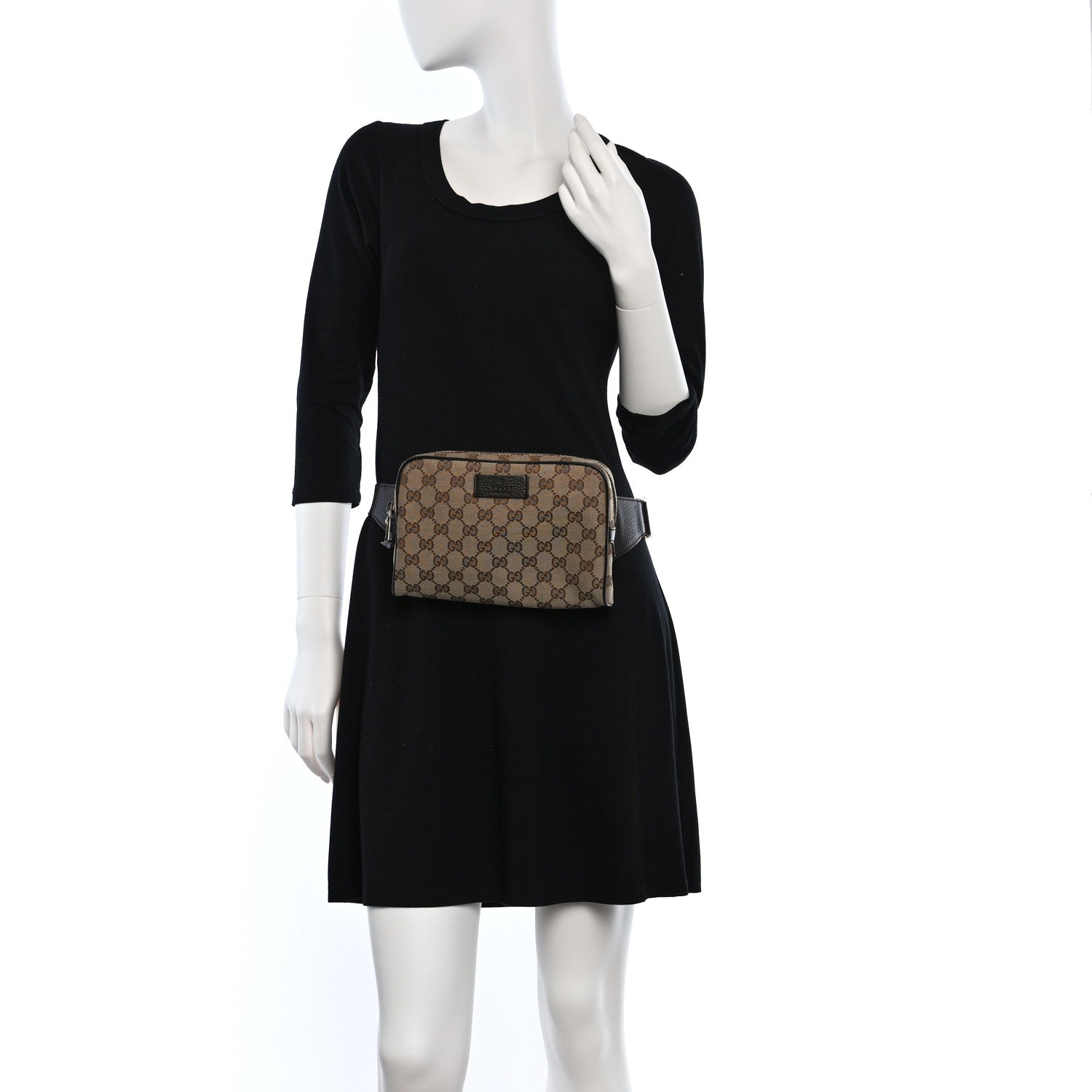 Gucci Monogram Dollar Calfskin Belt Bag Beige Ebony Testa di Moro Marrone Scuro 2 of 9