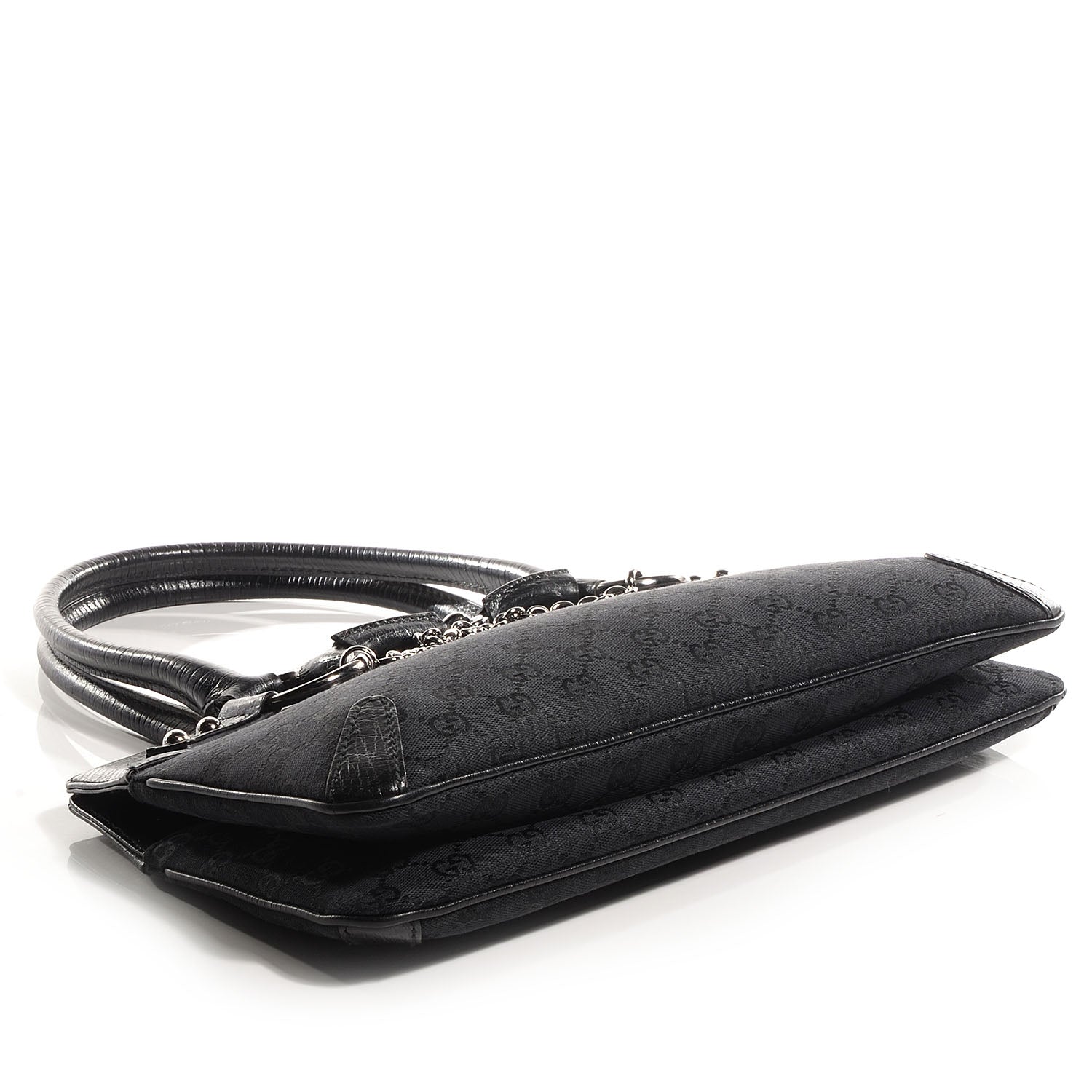 Gucci Monogram Horsebit Chain Shoulder Bag Black 4 of 7