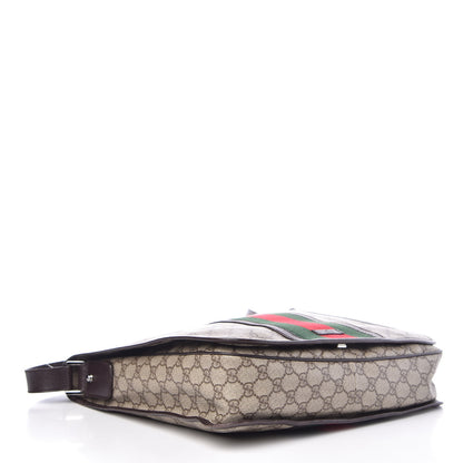 Gucci GG Plus Monogram Web Large Flap Messenger Bag Beige Dark Brown 4 of 14