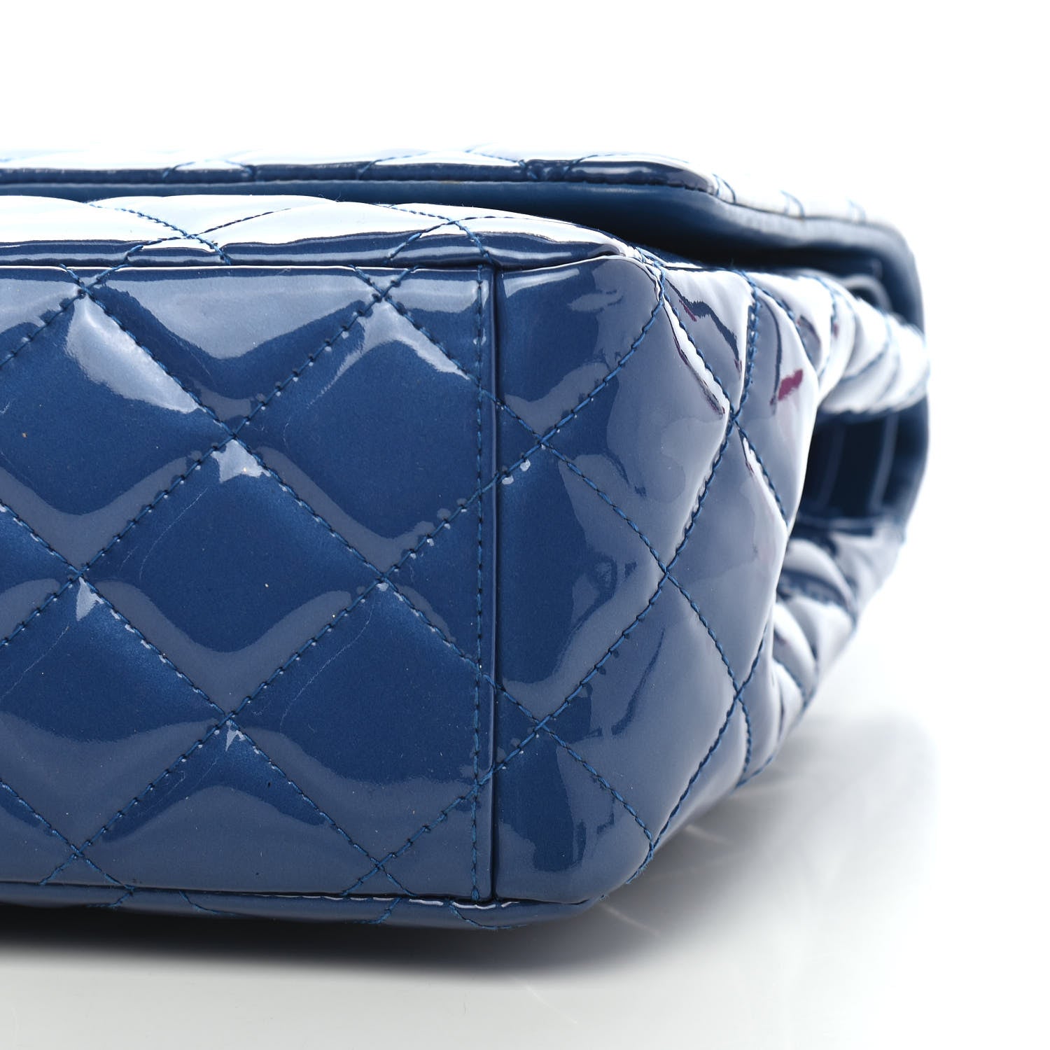 Chanel Patent Quilted Maxi Double Flap Blue 8 of 8