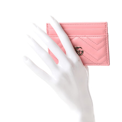 Gucci Calfskin Matelasse GG Marmont Card Holder Wild Rose 2 of 10