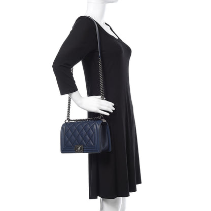 Chanel Calfskin Double Stitch Medium Boy Flap Marine 2 of 15