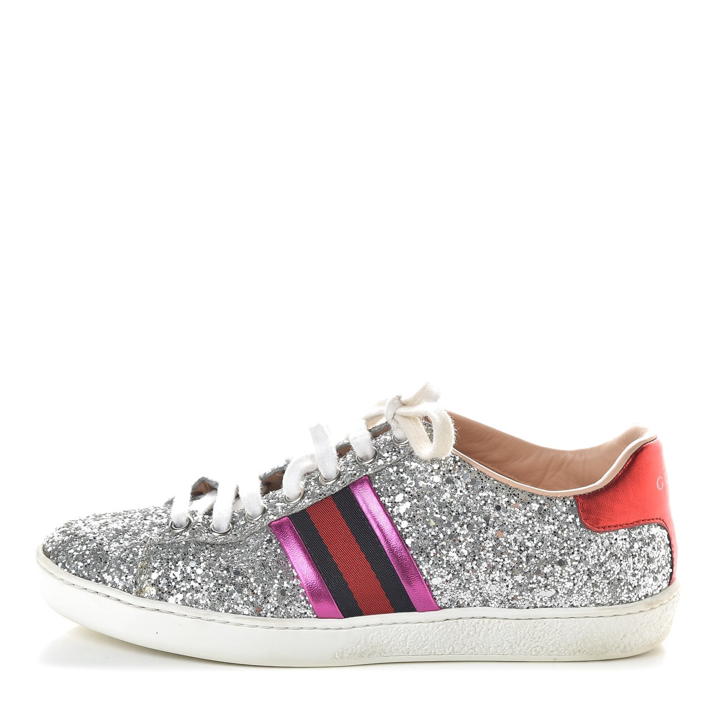 Glitter Web Womens Ace Sneakers 34.5 Silver