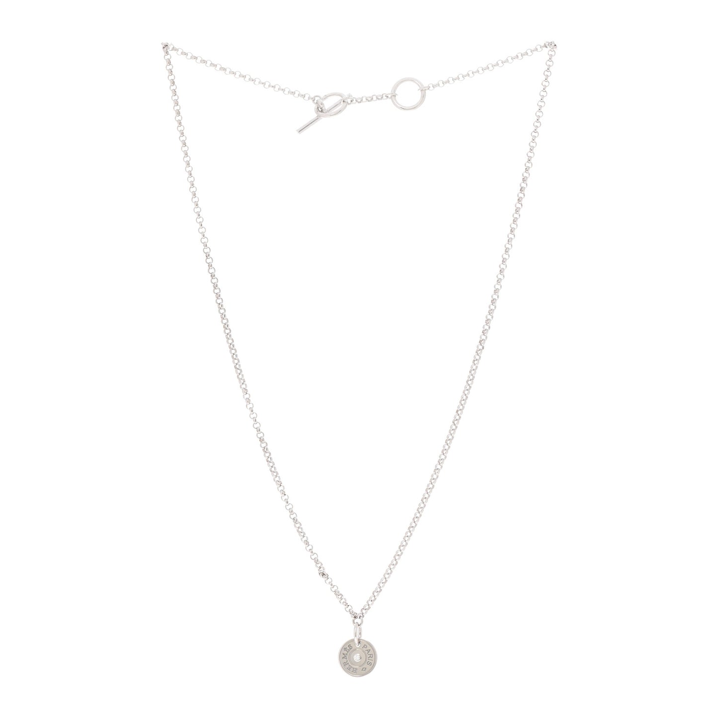 18K White Gold Diamond Gambade Clou de Selle Pendant Necklace