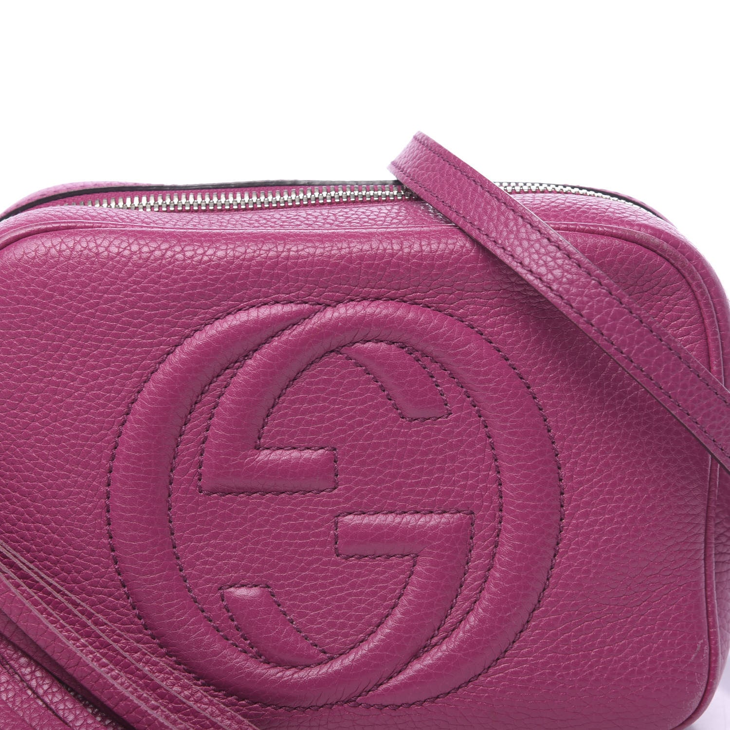 Gucci Pebbled Calfskin Small Soho Disco Bag Bright Bougainvillea 13 of 15