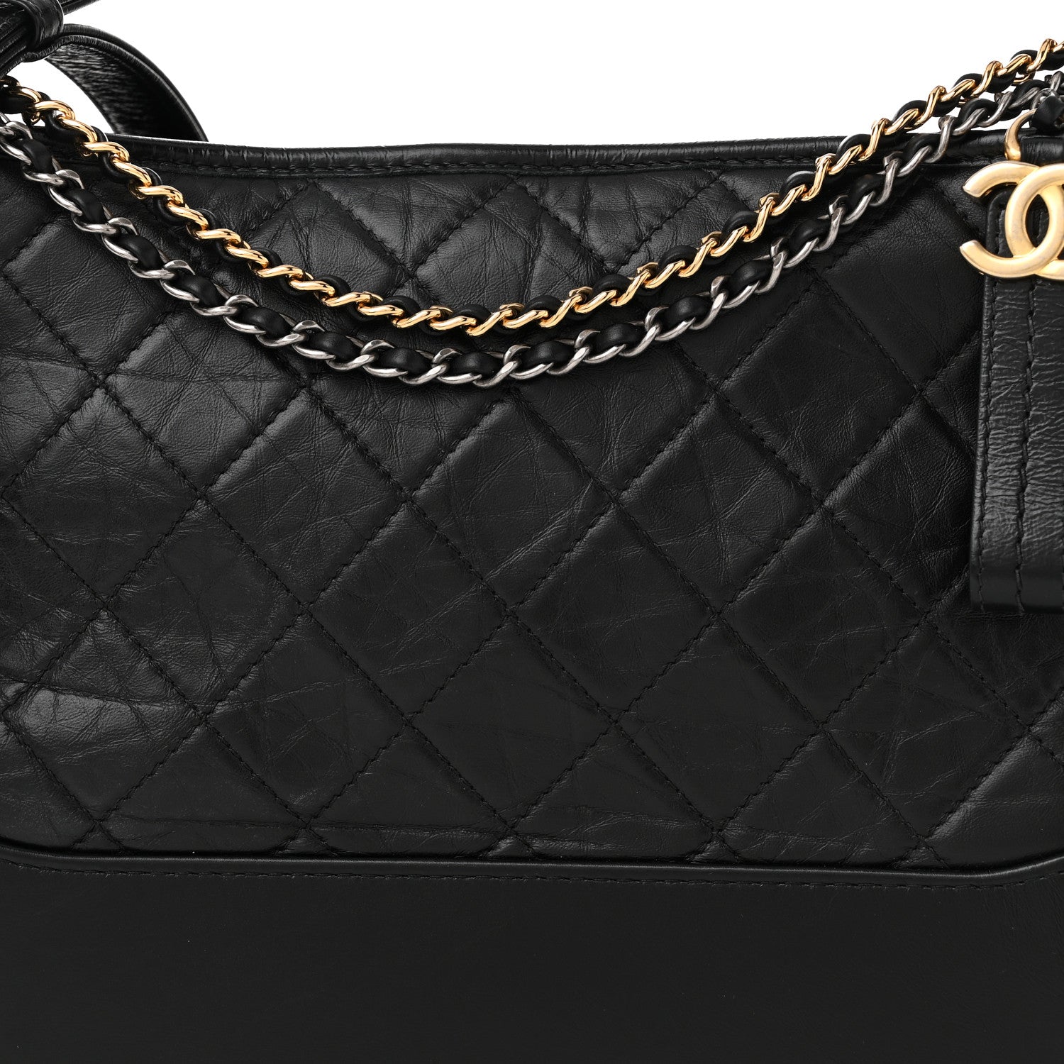 Chanel Aged Smooth Calfskin Quilted Medium Gabrielle Logo Hobo Black 8 of 10