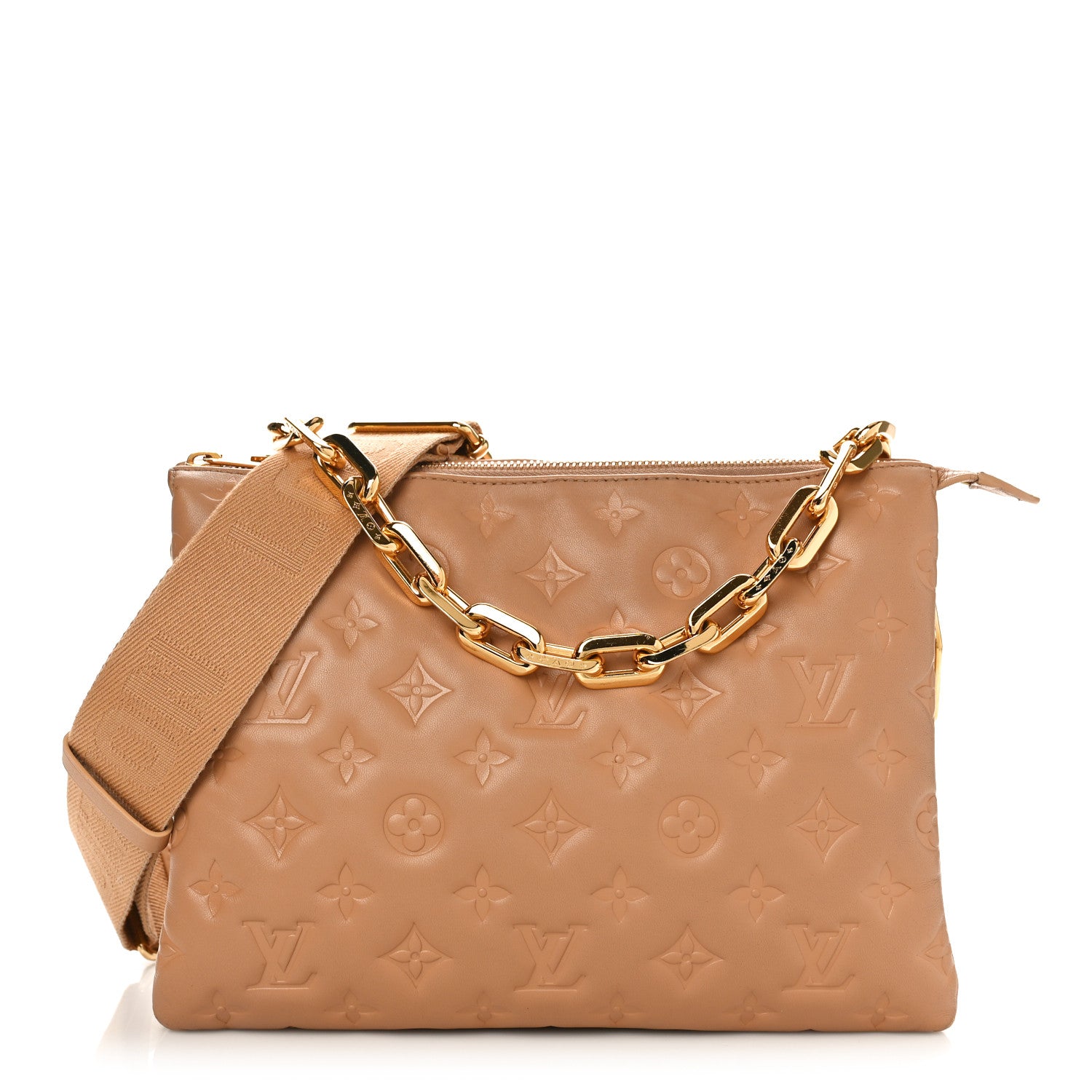 Louis Vuitton Lambskin Embossed Monogram Coussin PM Camel 1 of 9
