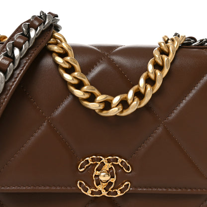 Chanel Lambskin Quilted Chanel 19 Wallet On Chain WOC Brown 9 of 12