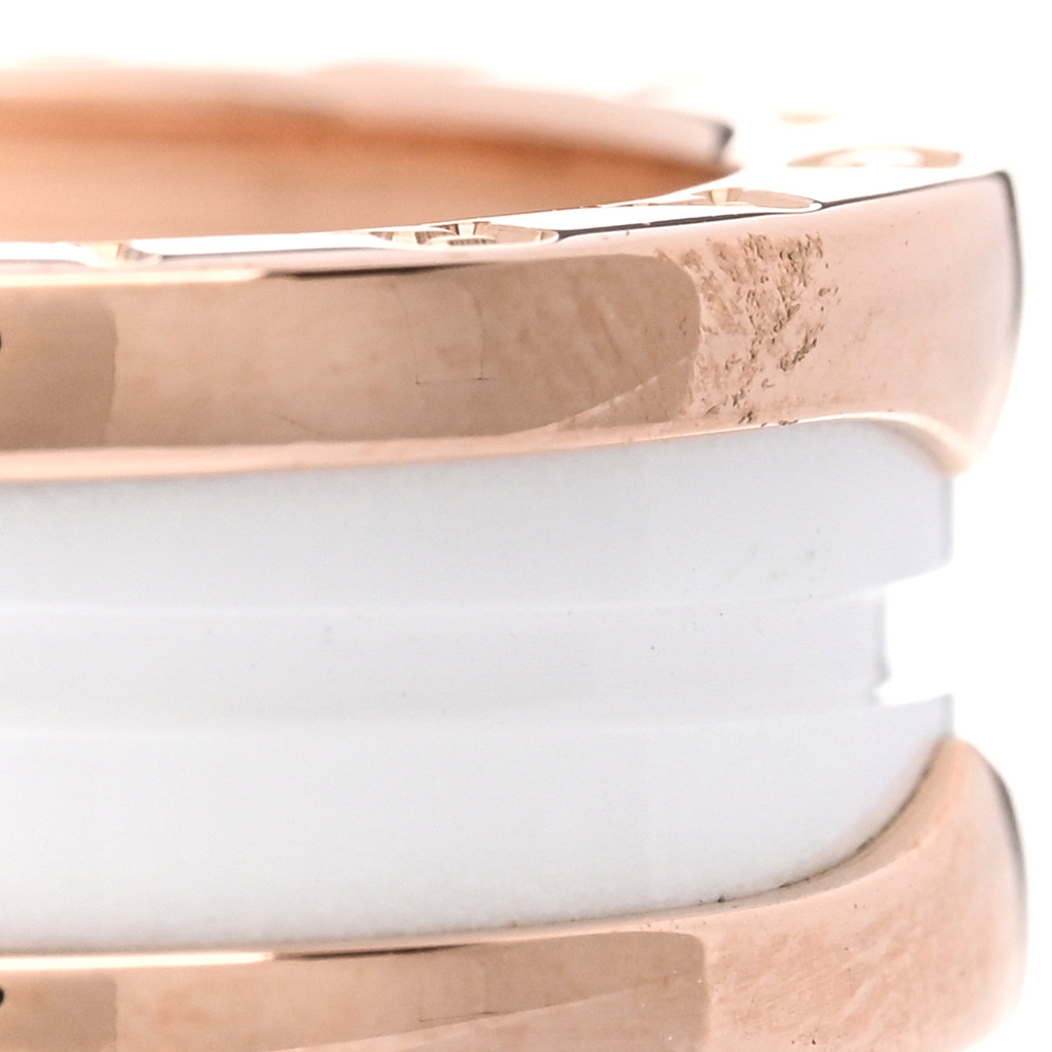 Bulgari 18K Rose Gold White Ceramic B.Zero1 Two-Band Ring 49 4.75 6 of 6