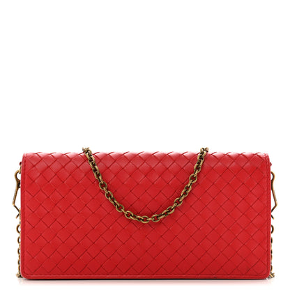 Bottega Veneta Nappa Intrecciato Continental Wallet on Chain Red 1 of 14
