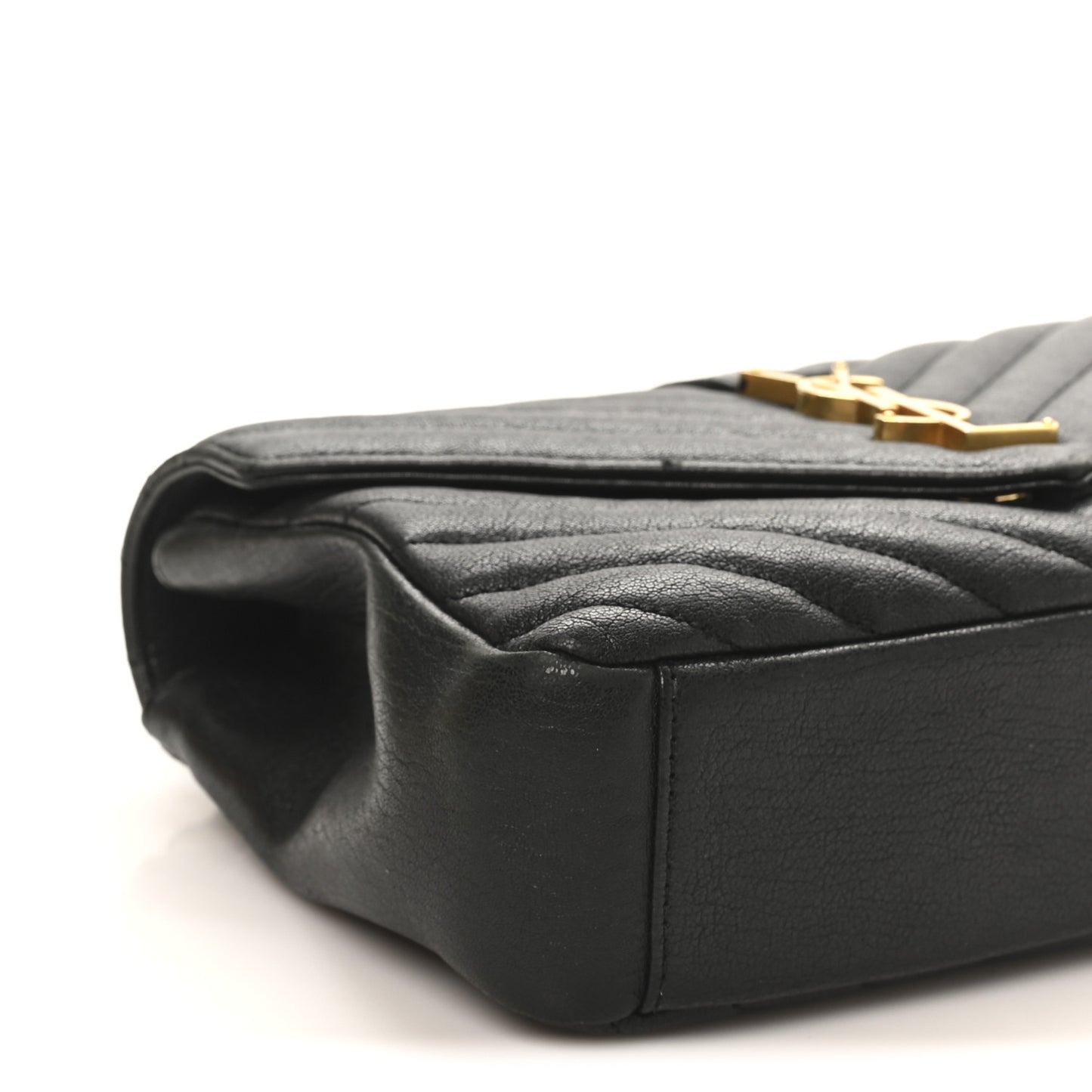 Sheepskin Matelasse Chevron Monogram Medium College Bag Black