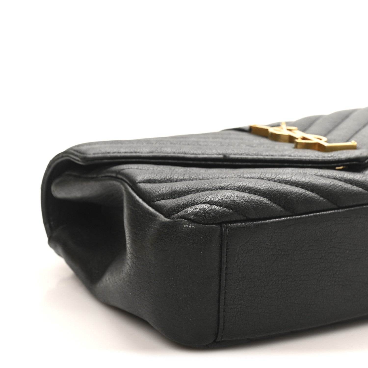 Saint Laurent Sheepskin Matelasse Chevron Monogram Medium College Bag Black 9 of 10