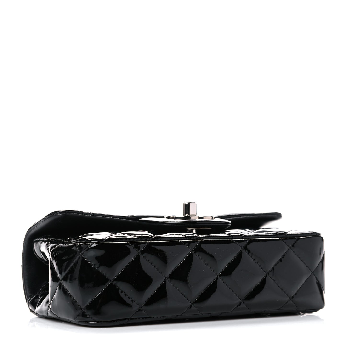 Patent Calfskin Quilted Extra Mini Rectangular Flap Black