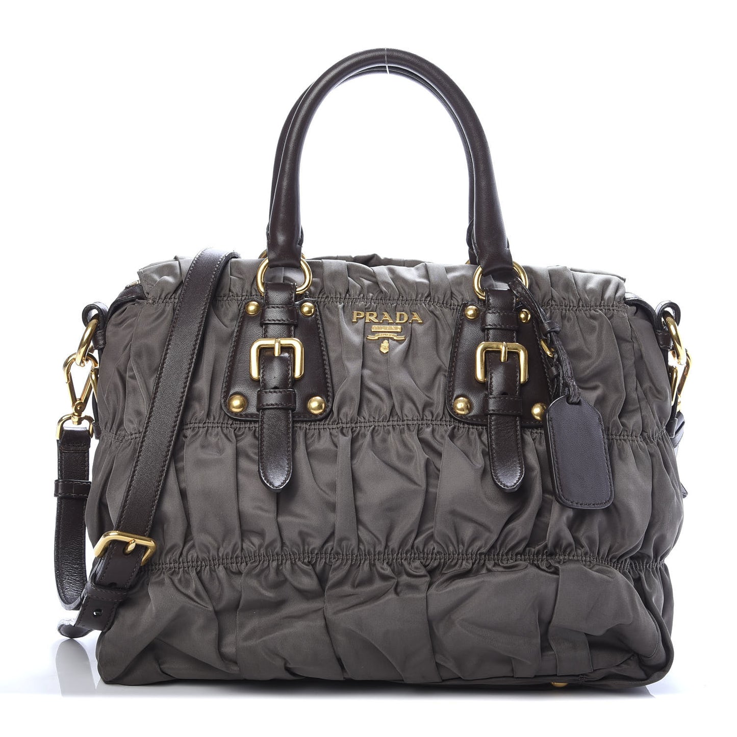 Tessuto Nylon Gaufre Tote Fumo