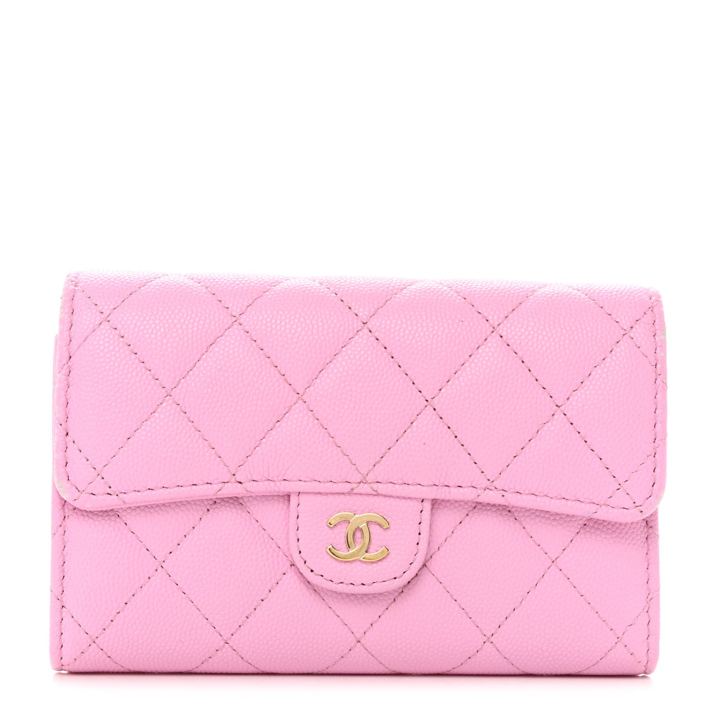Caviar Quilted Medium Flap Wallet Pink