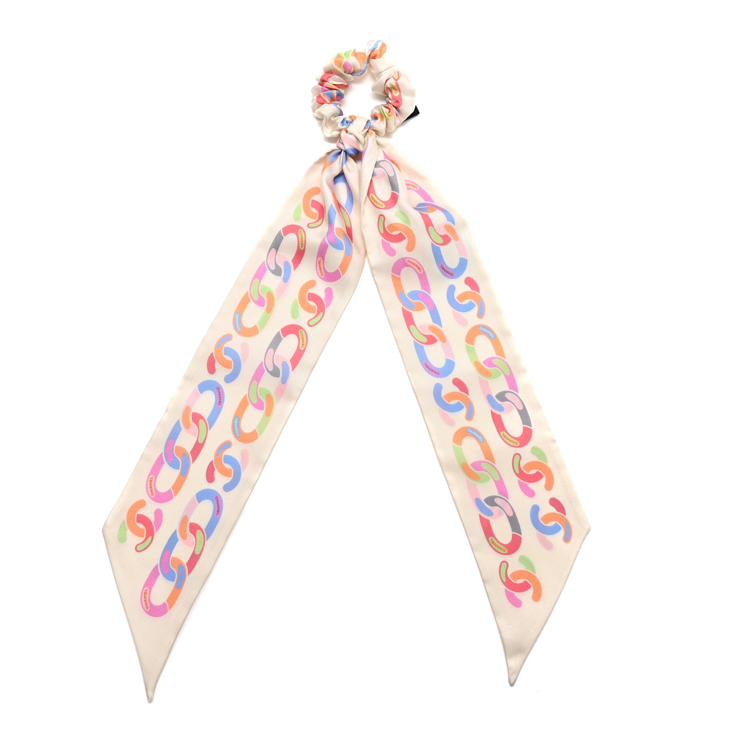 Chanel Silk CC Twilly Hair Tie White Multicolor 1 of 3