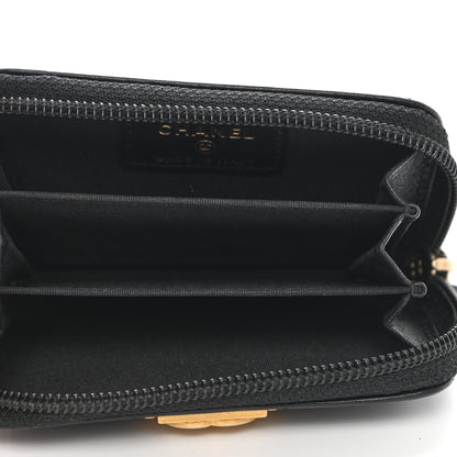 Chanel Lambskin Quilted Zip Around Boy Coin Purse Wallet Black 5 of 9