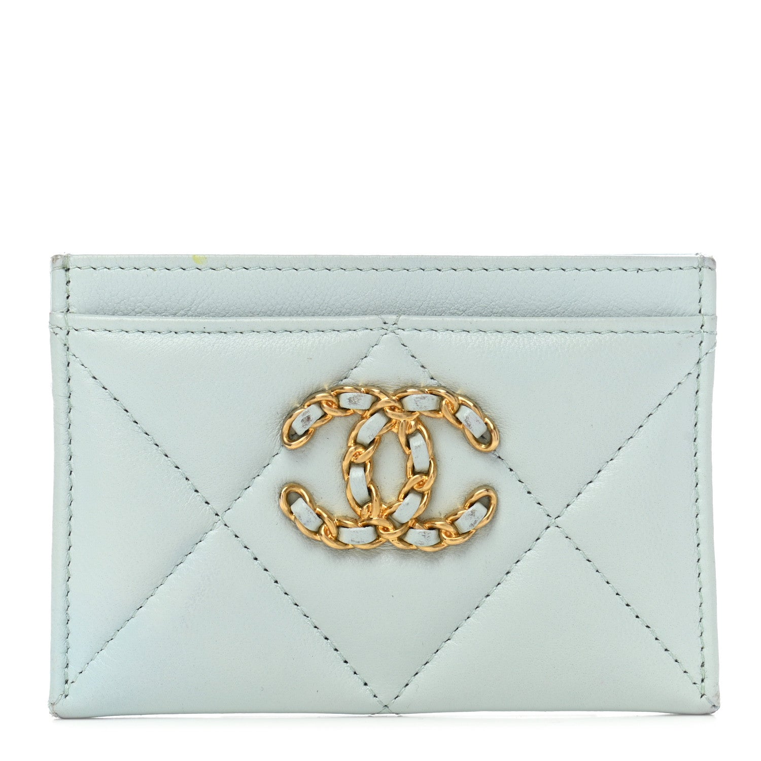 Chanel Lambskin Quilted Chanel 19 Card Holder Light Blue 1 of 13