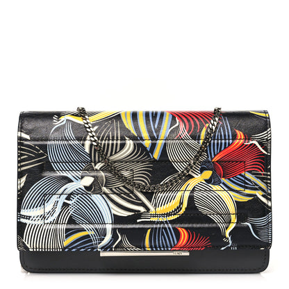 Fendi Calfskin Orchid Flamingo Tube Wallet on Chain Black Multicolor 1 of 10