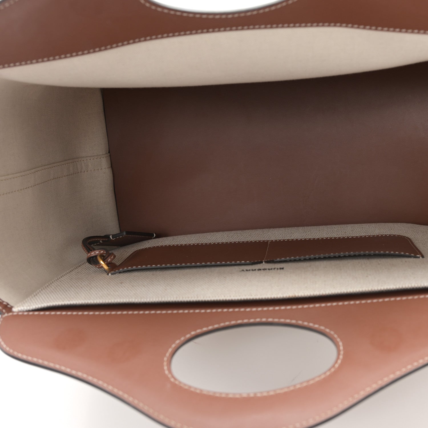 Burberry Canvas Smooth Calfskin Small Pocket Tote Soft Fawn Ecru 5 of 11