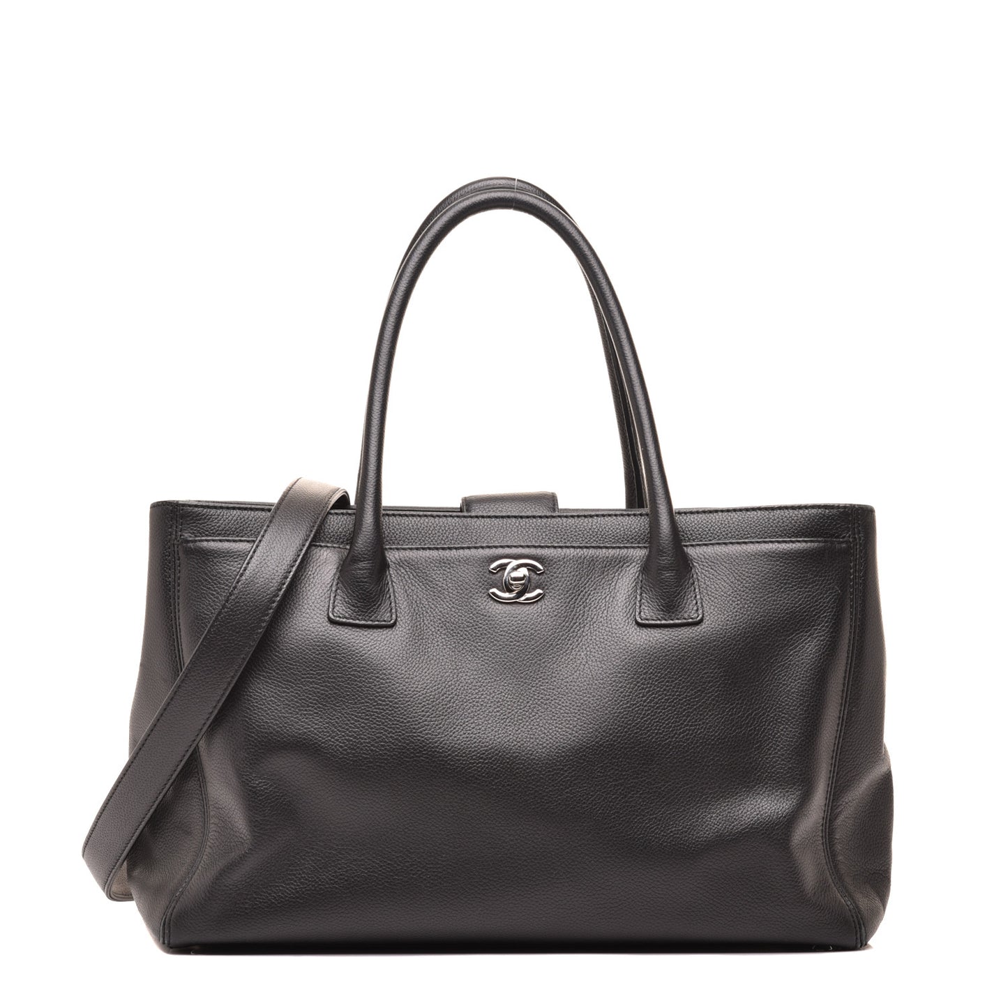 Calfskin Cerf Executive Shopper Tote Black