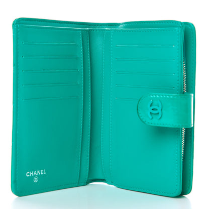Chanel Patent Quilted Zip Pocket Wallet Turquoise 5 of 26