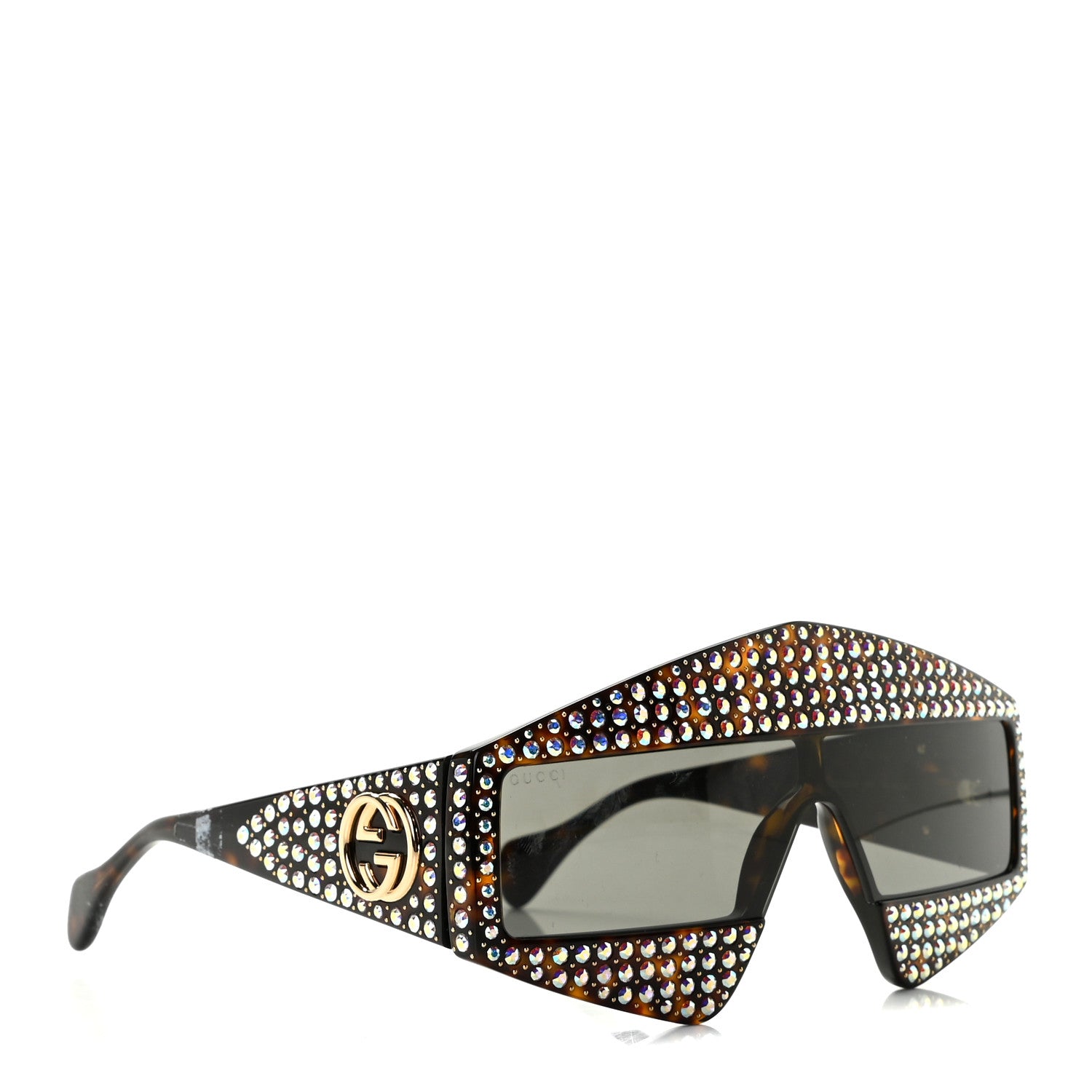 Gucci Crystal Rectangular Frame Sunglasses GG0357S Tortoiseshell 3 of 7