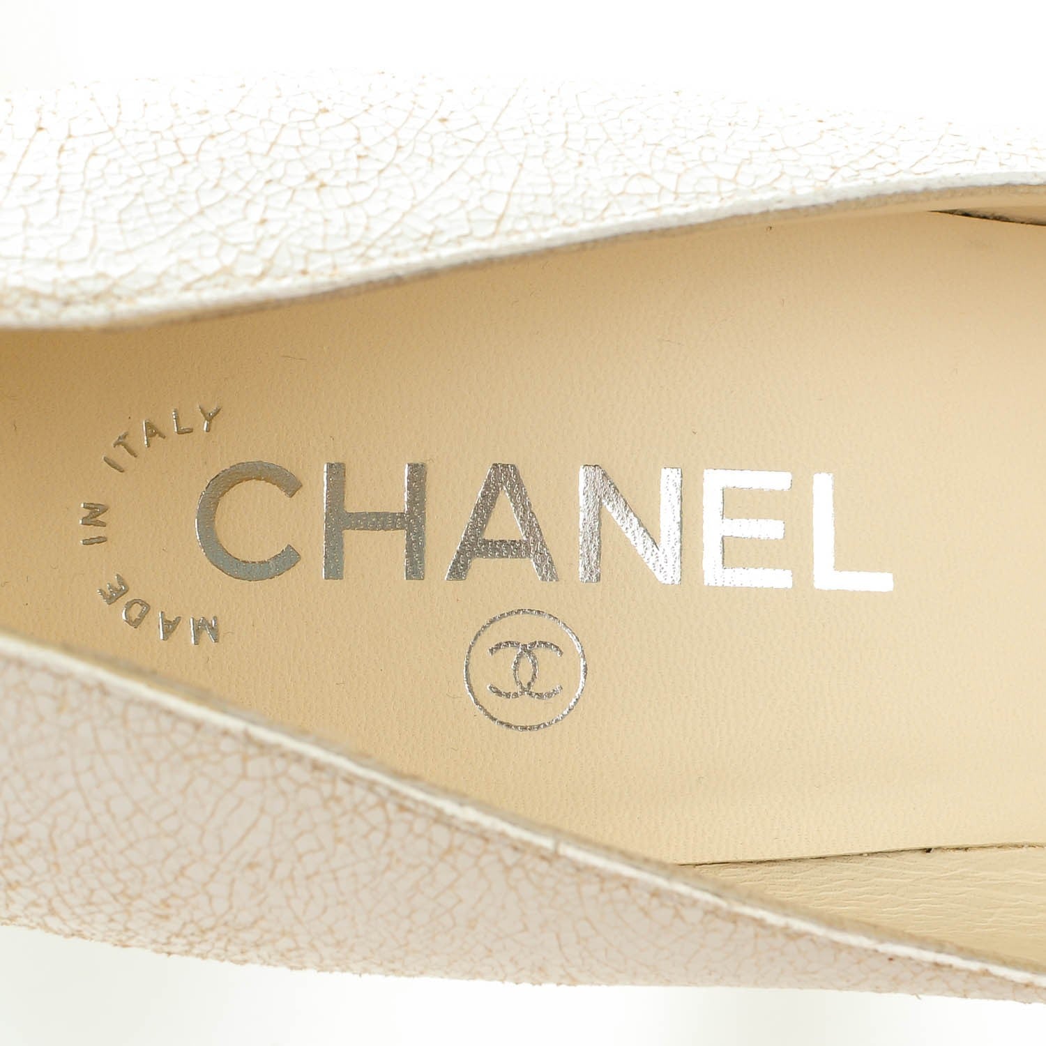 Chanel Crackled Calfskin Cap Toe Pumps 41 White 6 of 9