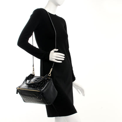 Givenchy Calfskin Crocodile Embossed Small Pandora Black 2 of 8
