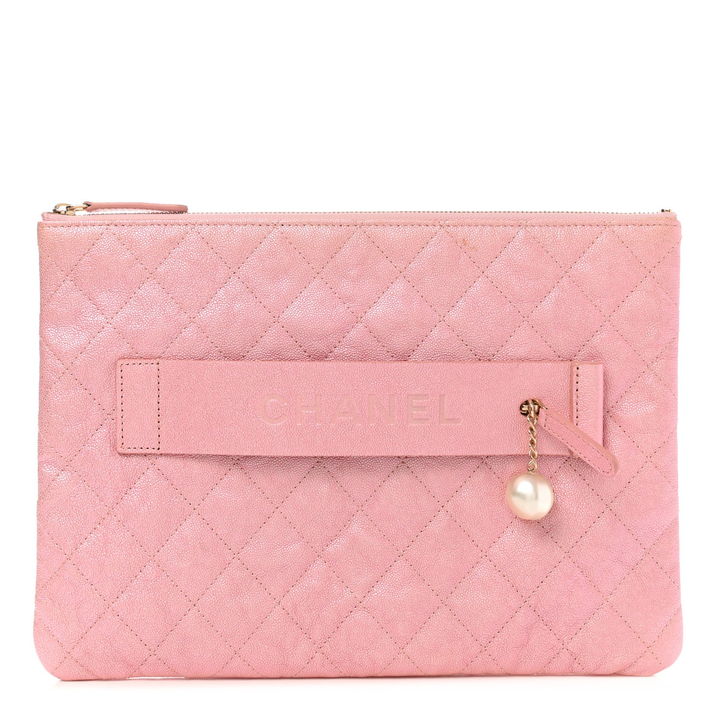 Iridescent Caviar Medium Night by the C Pouch Clutch Rose Pink